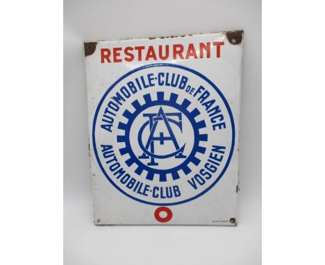 A vintage Automobile Club de France "Restaurant enamelled sign - height 50cm, width 39cm