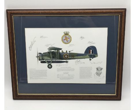 Malcolm Kinnear “Swordfish Aerophile” Limited Edition framed print 78/100 with certificate - signed by a number of Air Crew