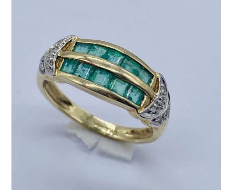 A tourmaline and diamond ring set in 9ct gold