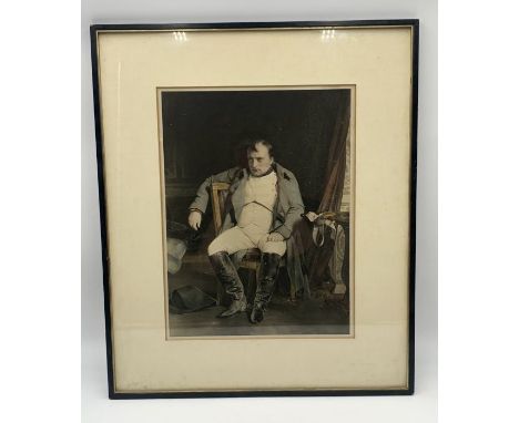A framed print of 'Napoleon at Fontainebleau' by Paul Delaroche (1797- 1856) 