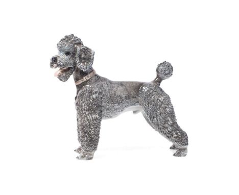 Rosenthal porcelain figure of a poodle, with impressed mark for Prof Theodor Karner, number 1211, height 18cm.  In good condi