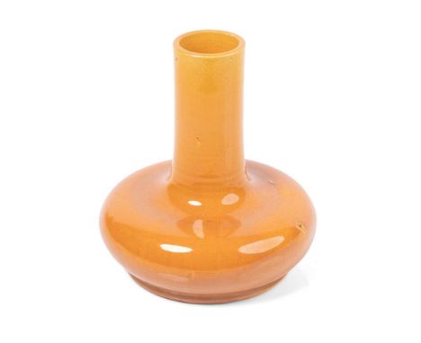 Wemyss low shouldered vase, scarce orange colour, impressed marks to base, 11.5cm tall.  In good condition with no obvious da