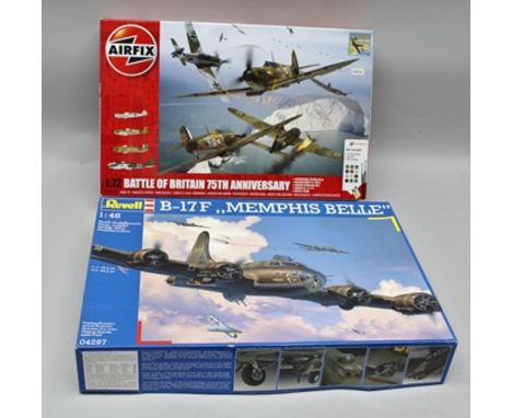 REVELL 1:48 SCALE B17F MEMPHIS BELLE AEROPLANE KIT, and an AIRFIX 1:72 SCALE BATTLE OF BRITAIN 75TH ANNIVERSARY AEROPLANE KIT