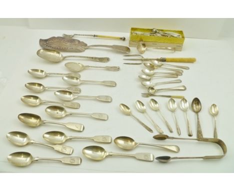 ROBERT WILLIAMS &amp; SONS A PAIR OF EARLY VICTORIAN SILVER SUGAR NIPS, Exeter 1846, together with a quantity of various hall