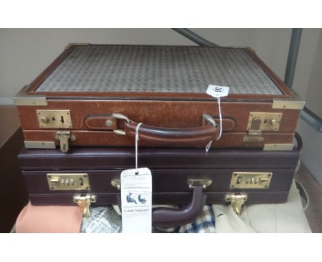 A Vintage leather edged briefcase by Leonard, and one other (2).