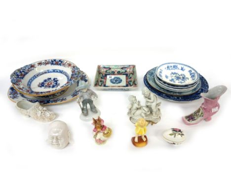A Royal Worcester figure 'Tommy', 2913, various other figures, a Chinese blue and white plate, Qianlong , a Japanese Imari di