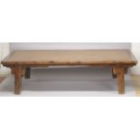 A CHINESE HARDWOOD WOVEN CANE TOP BED, 6ft 6ins x 2ft 8inx 1ft 9ins high.