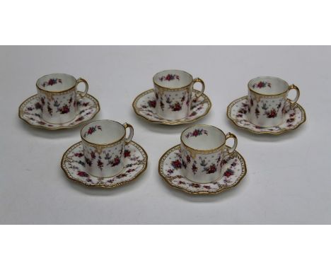 A set of eight Royal crown Derby Royal Antoinette coffee cans and saucers, numbered A.1225