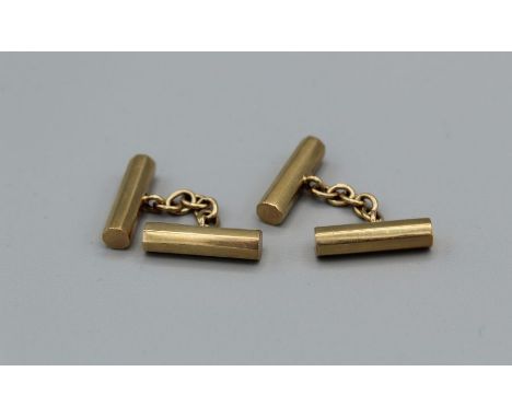 A pair of chain link 9ct gold octagonal bar cufflinks, approximate weight 7.4gm
