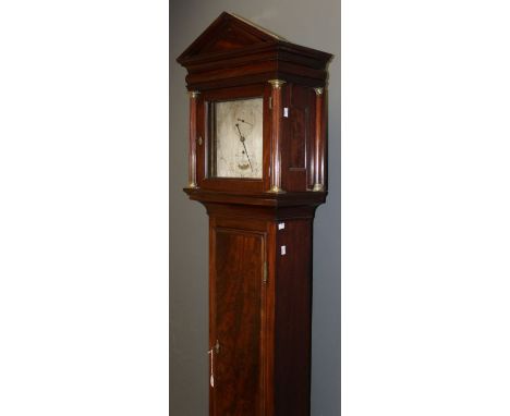 William Hill, London Regulator clock of small proportions. With eight day single train movement. 10'' square silvered dial wi