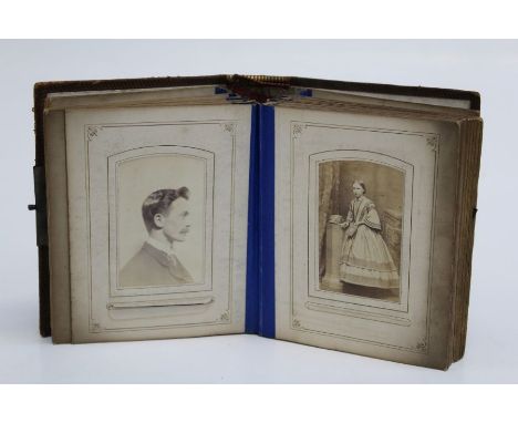 An Edwardian studio portrait album, containing fourty four photographs, various studios, 16 x13cm