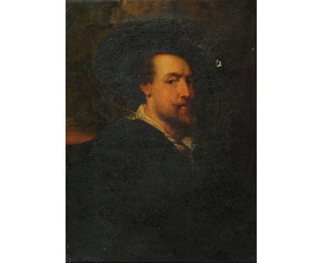 AFTER SIR PETER PAUL RUBENS Self portrait, oil on canvas, 36 x 26cm