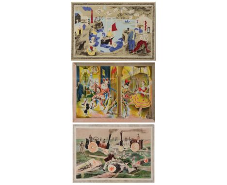 AFTER JULIAN TREVELYAN 'Harbour', (School print No. 9), printed at the Baynard Press, 49 x 75cm; and two further from the sam