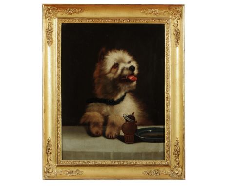 19TH CENTURY ENGLISH SCHOOL Portrait of a West Highland terrier, oil on canvas, 52 x 39cm