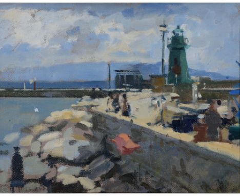KEN HOWARD (b.1932) 'Porto del Giglio 14.09.08 Morning Light', signed, oil on canvas board, 19 x 24cm