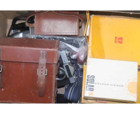 LOT OF VINTAGE CAMERAS
including a Zenith- E camera, a Kodak instant camera, etc.; together with flashes, and accessories 
