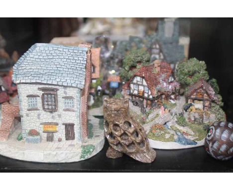 LOT OF MODEL COTTAGES 
including owl figures, trinket boxes etc 