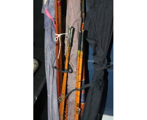 GOOD COLLECTION OF VINTAGE FISHING RODS
including a split cane examples