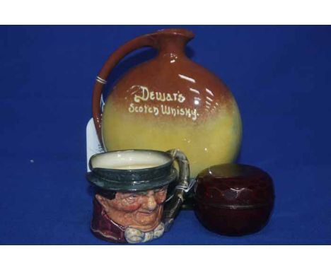 ROYAL DOULTON DEWAR'S SCOTCH WHISKY JUG
together with a Doulton character jug and a lacquer box (3)