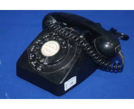 VINTAGE BLACK PLASTIC ROTARY DIAL TELEPHONE
