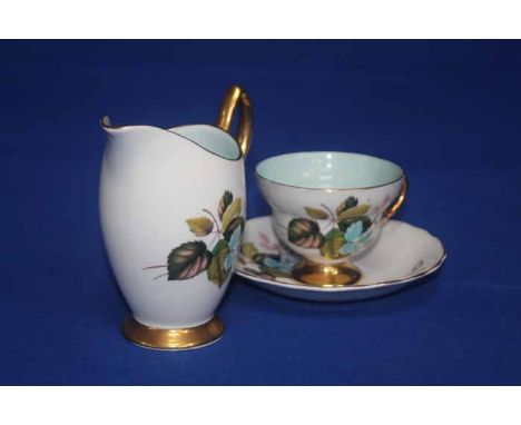 FLORAL AND GILT 'CLARE' TEA SET
comprising of cups, saucers, serving plate, sugar and cream