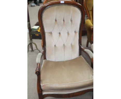 PAIR OF MAHOGANY FRAMED BUTTON-BACK ARMCHAIRS
in the Victorian style 