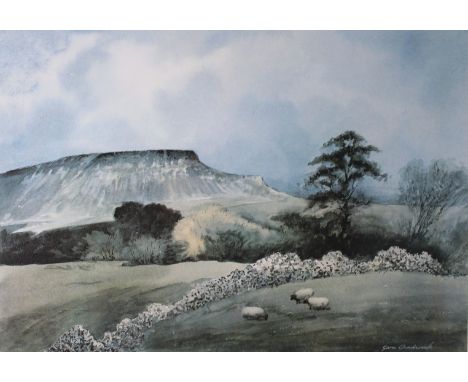Sam Chadwick (20thC). Pen-y-Ghent limited edition print, signed, no. 66/338, 31.5cm x 44.5cm, and two others, various prints.