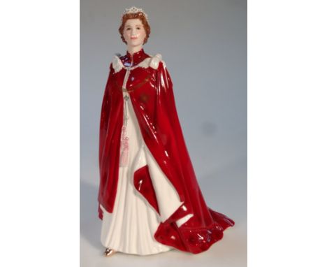 A Royal Worcester figure, The Queen's 80th birthday, 2006, printed marks beneath, 24cm high.