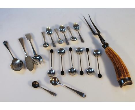 Various Victorian and later silver flatware, to include a set of six coffee bean spoons, six various teaspoons, butter knife,