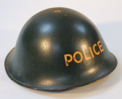 A steel police helmet.