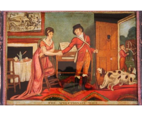 After P Stampa (fl.1807). The Affectionate Wife, reverse print on glass, 25cm x 36cm.