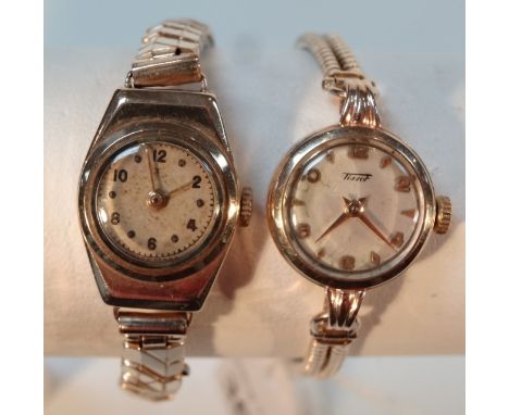 Two ladies wristwatches, to include a 9ct gold Tissot watch, and another with expanding bracelet.