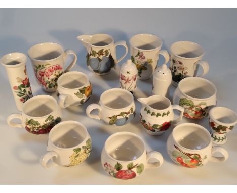 Various Portmeirion Pomona china tableware, comprising a part tea service, cruet, egg cups, 6.5cm high, etc, printed marks be