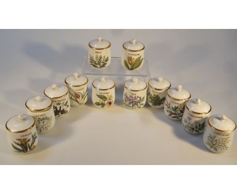 Various Royal Worcester Compton and Woodhouse spice jars, to include sage, nutmeg, turmeric, etc, 10cm high, together with an
