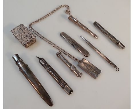 Various George V and later silver, to include an engine turned pen knife by Villiers & Jackson, cigar piercer, an ingot on sl