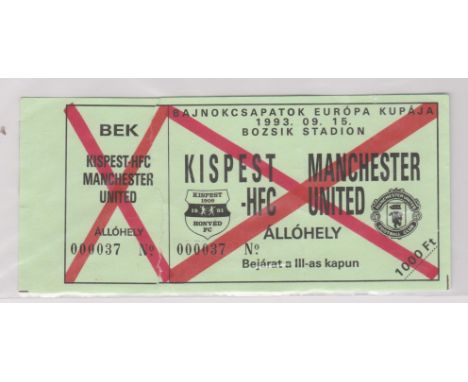 Ticket Kispest Honved v Manchester United Champions League 15th September 1993. Good 