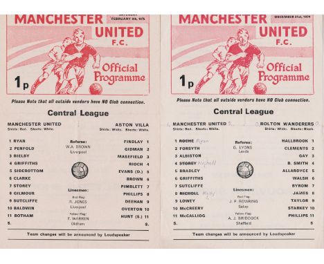 A collection of 3 Manchester United home Reserves programmes from the 1974/75 season v Bolton Wanderers (score, scorers and t