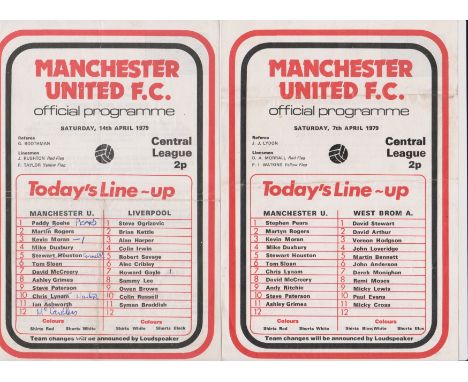 A collection of 5 Manchester United home Reserves programmes from the 1978/79 season v West Bromwich Albion, Liverpool (score