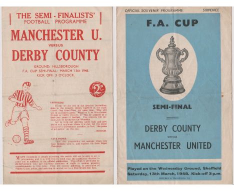 Official programme and rare 4 Page pirate programme printed by Prosser and Waterhouse for the Manchester United v Derby Count