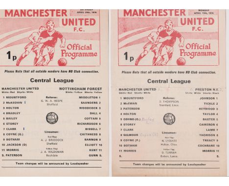 A collection of 4 Manchester United home Reserves programmes from the 1975/76 season v Preston North End  (score, scorers and