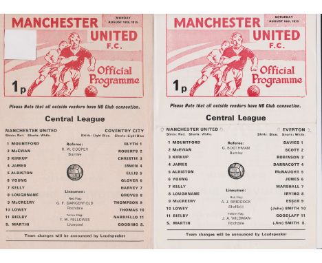 A collection of 4 Manchester United home Reserves programmes from the 1975/76 season v Everton (score in pencil), Coventry Ci