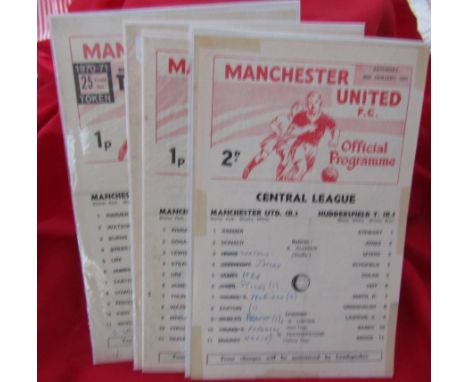 A collection of 5 Manchester United home Reserves programmes from the 1970/71 season v Huddersfield Town (team changes/so lig