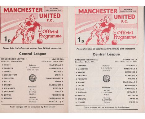 A collection of 4 Manchester United home Reserves programmes from the 1975/76 season v Liverpool (score in pencil), Aston Vil