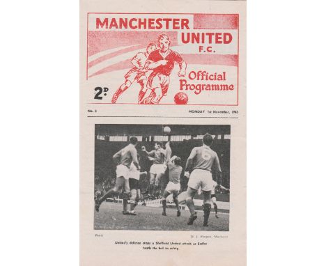 Programme Manchester United v Preston North End (4 Page) Lancashire Senior Cup 1st Round 1st November 1965. With token. Light