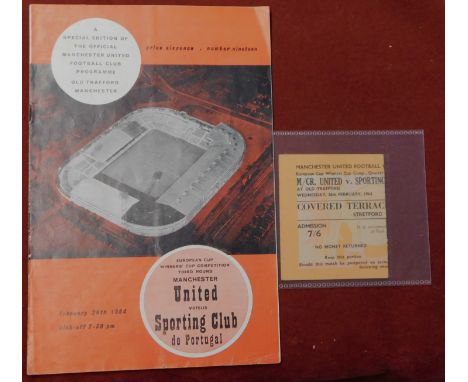 European Cup Winners' Cup Quarter Final 1st Leg between Manchester United and Sporting Lisbon 26th February 1964. Official pr