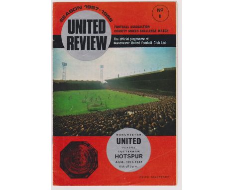 Programme and ticket Manchester United v Tottenham Hotspur Charity Shield 12th August 1967. Programme with token removed, tic