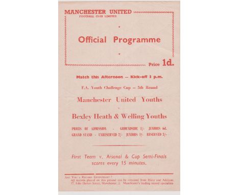 Single sheet programme Manchester United Reserves v Bolton Wanderers Reserves 17th March 1956. Very light horizontal fold wit