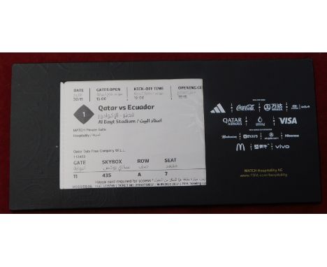 Ticket Qatar v Ecuador World Cup Opening match plus opening ceremony in Qatar 20th November 2022.  In Official holder. Tradit