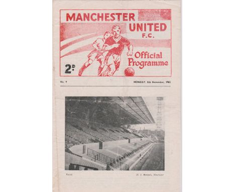 Programme Manchester United v Blackburn Rovers Division 2 Supplementary Cup Final 1st Leg 8th November 1965.  No writing with