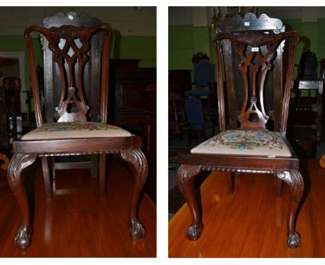 Pair of Chippendale style chairs CONDITION REPORT: 